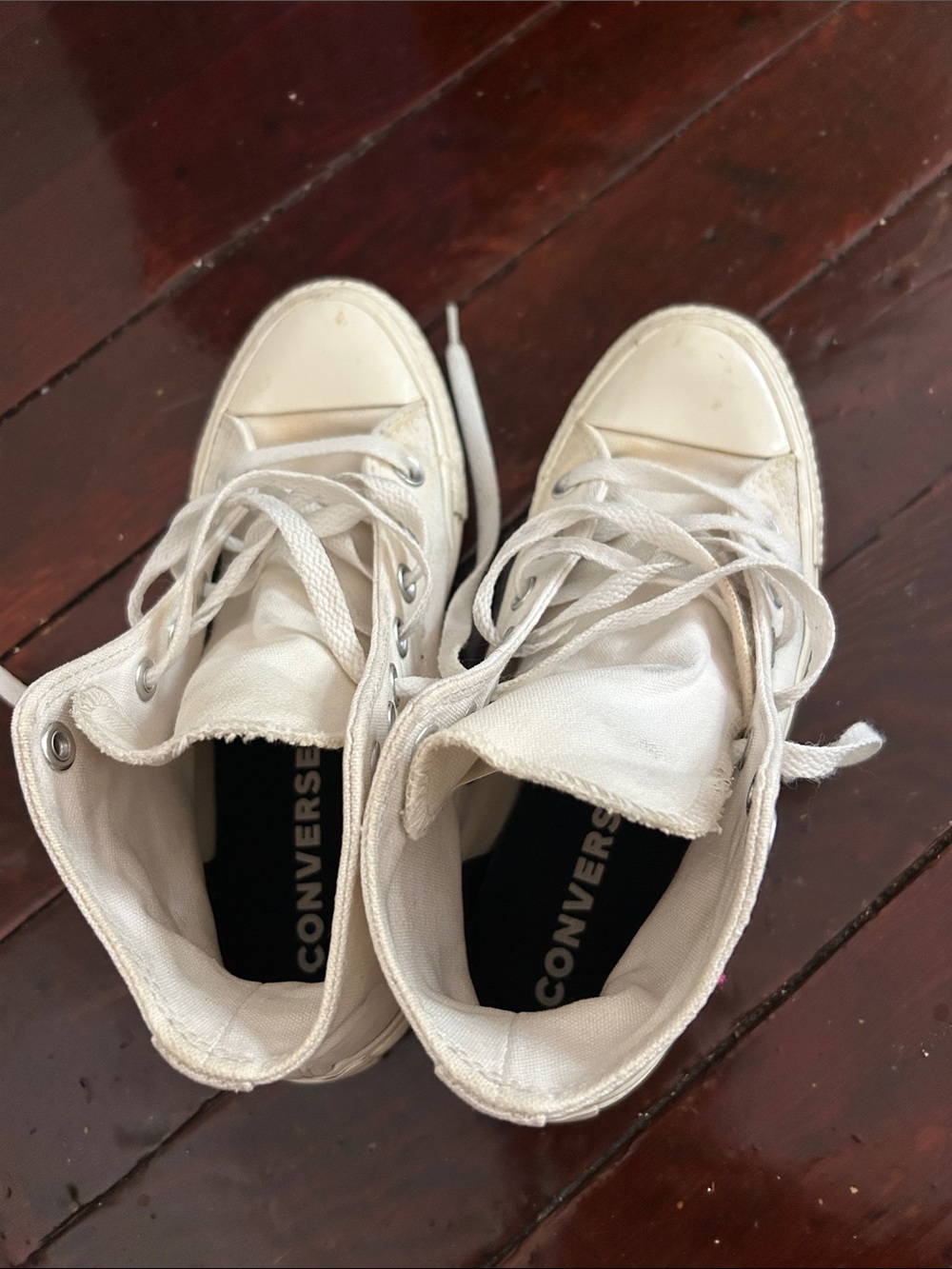 Converse  White High-Top Sneakers with Pink Accent